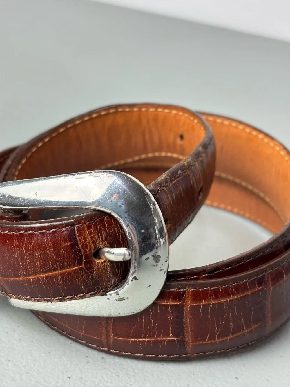 Onyx Brighton Men's Brown Leather Dress Belt 38